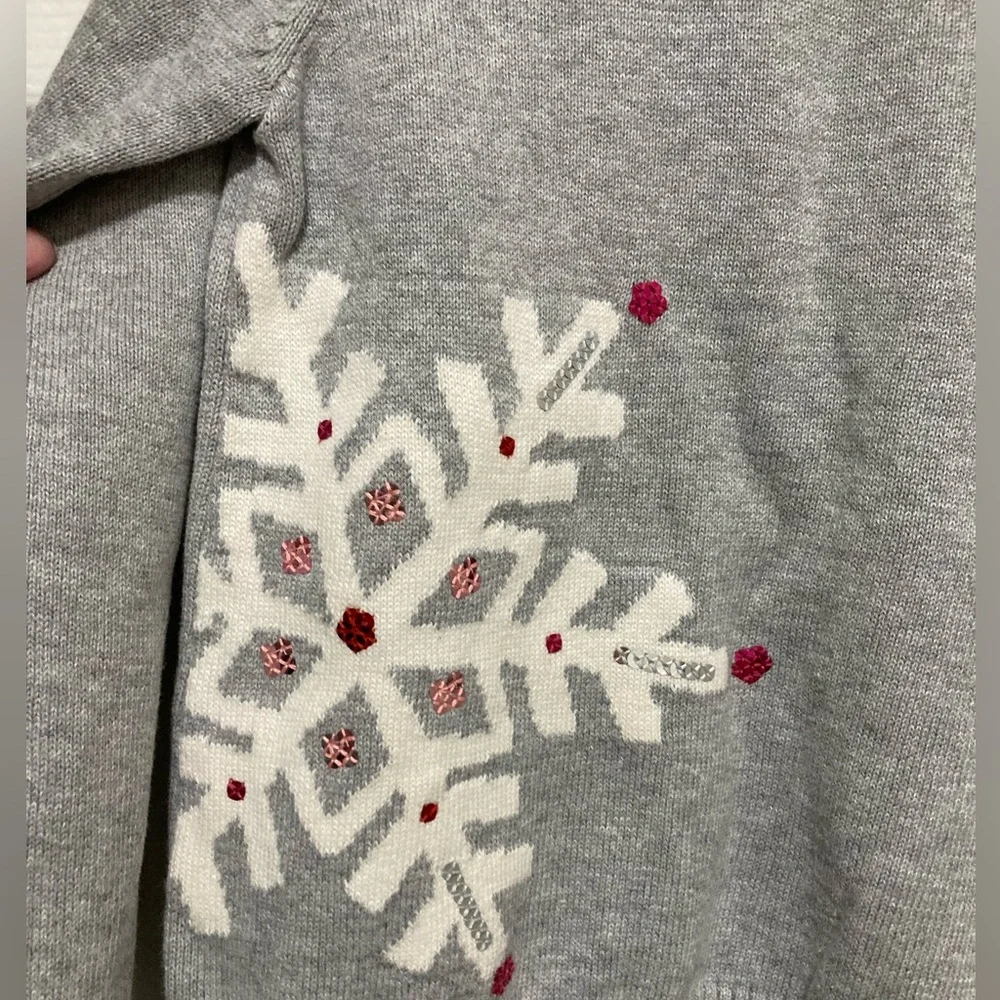 *Gymboree New Gray Knit Snowflake Print Sequin Kids Medium Sweater #G